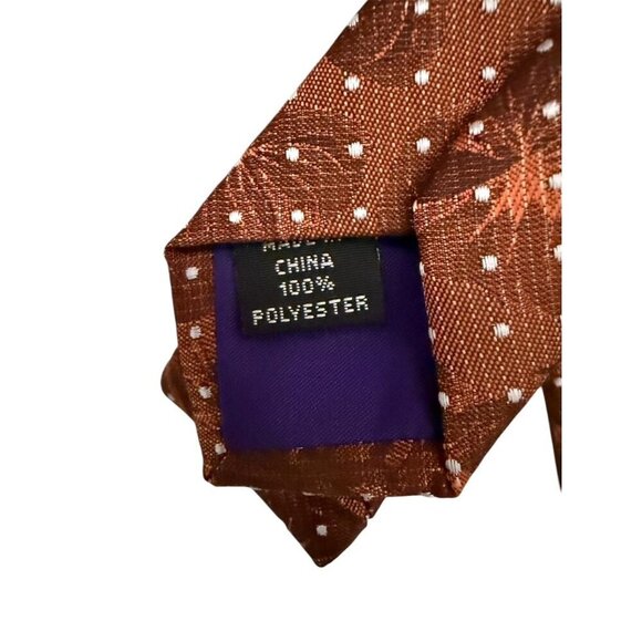 Savile Row Co Mens Cognac Floral Shaw Dot Classic Tie Workwear New - Picture 4 of 6
